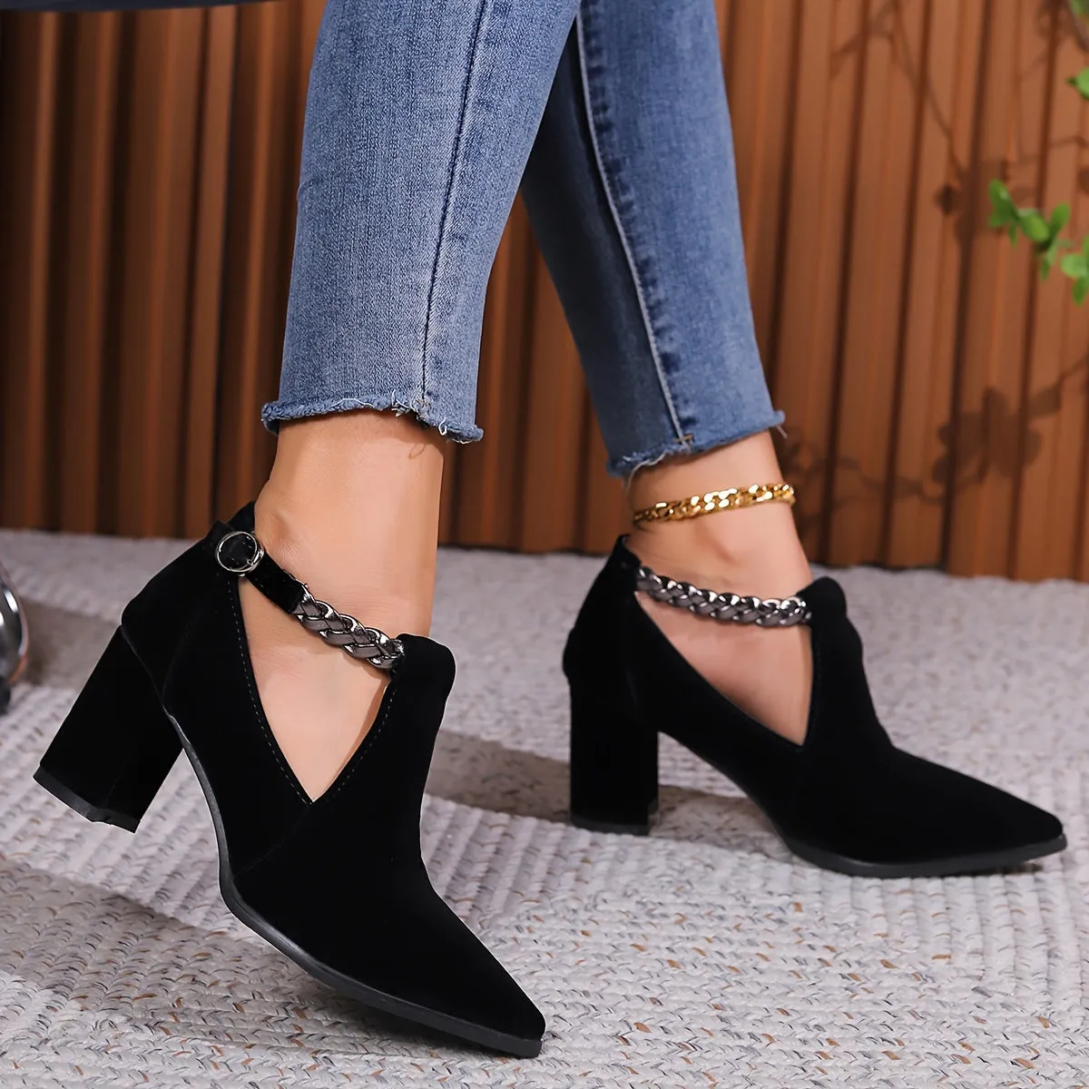 VougeVamp Stylish Pointed Toe Pumps – Women's High Heel Shoes with Cut-out Ankle Strap, Perfect for Work & Formal Occasions
