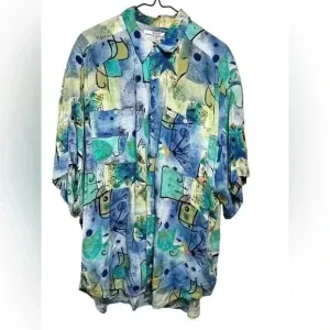 Vtg Guess Georges Marciano Abstract Hawaiian Y2K 1990s Designer Shirt