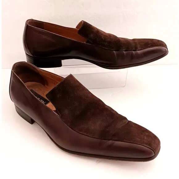 VTG Lanvin Paris Brown Leather Suede Slip On Dress Loafer Sz US 10