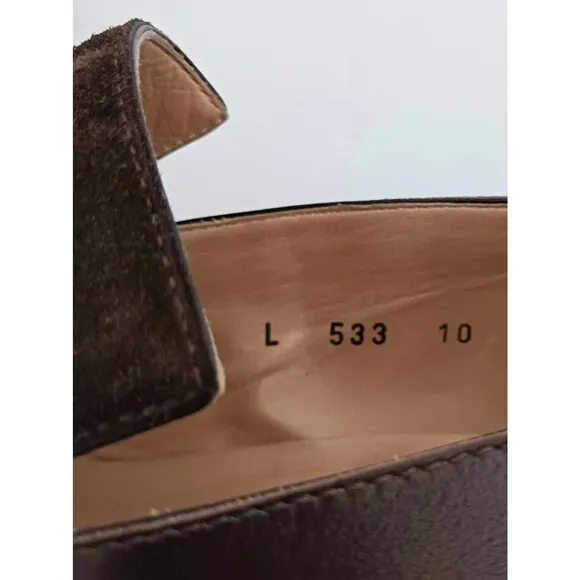VTG Lanvin Paris Brown Leather Suede Slip On Dress Loafer Sz US 10