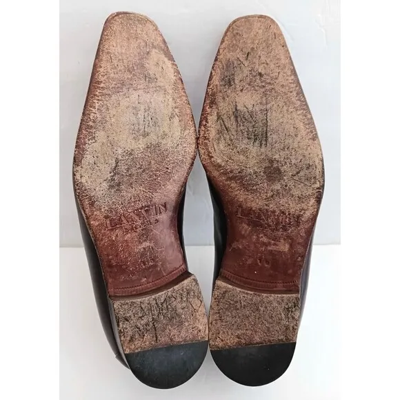 VTG Lanvin Paris Brown Leather Suede Slip On Dress Loafer Sz US 10