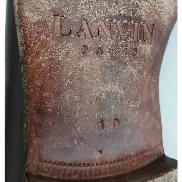 VTG Lanvin Paris Brown Leather Suede Slip On Dress Loafer Sz US 10