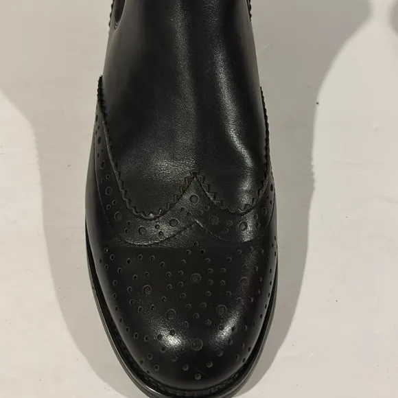 Wing Tip Women's Leather Brogue Ankle Boots Chelsea Shoes Pointed Toe Pull