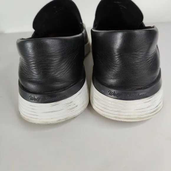 Wolf and Shepherd Crossover Shoes Mens 12 Black Leather Calfskin Slip On Loafer