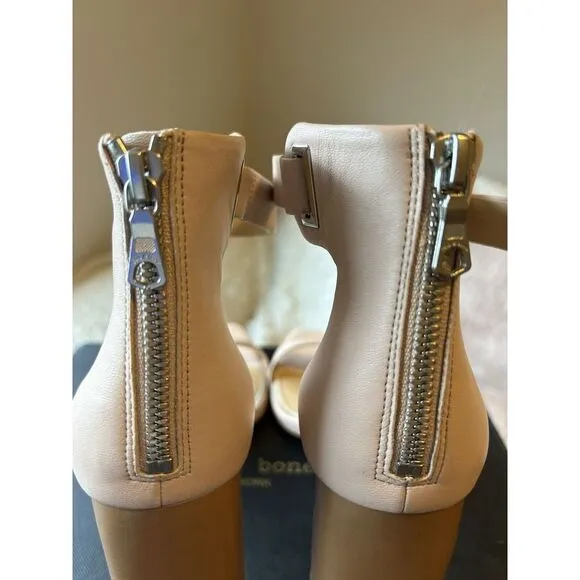 Women's Rag &amp; Bone Ellis Sandal Nude 8.5 Leather Open Toe‎ Heel Party Wedding