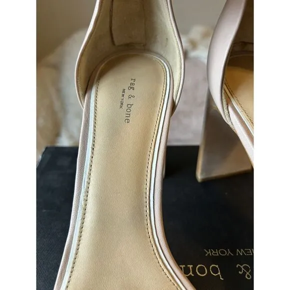 Women's Rag &amp; Bone Ellis Sandal Nude 8.5 Leather Open Toe‎ Heel Party Wedding