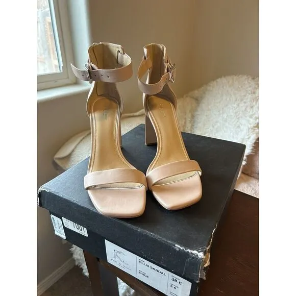 Women's Rag &amp; Bone Ellis Sandal Nude 8.5 Leather Open Toe‎ Heel Party Wedding
