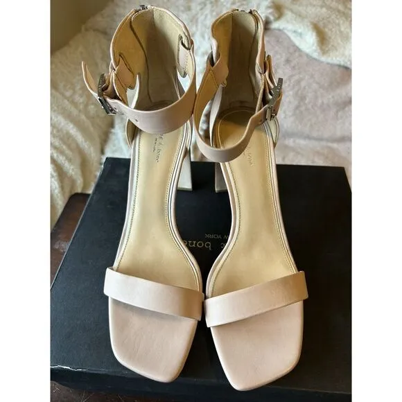 Women's Rag &amp; Bone Ellis Sandal Nude 8.5 Leather Open Toe‎ Heel Party Wedding