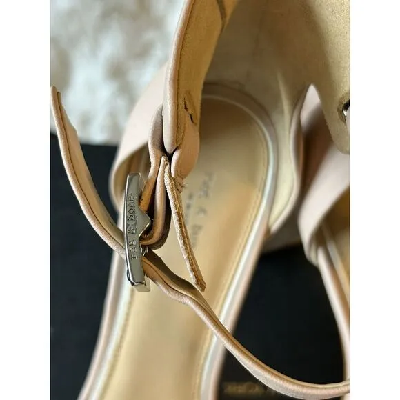 Women's Rag &amp; Bone Ellis Sandal Nude 8.5 Leather Open Toe‎ Heel Party Wedding