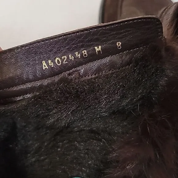 Women's Stuart Weitzman Mid Calf Boots Shoes Size Brown Fox Cuff Fur Lined