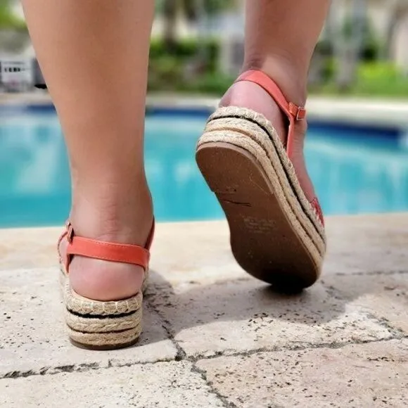Women's Espadrille Wedge Sandal Coral Color