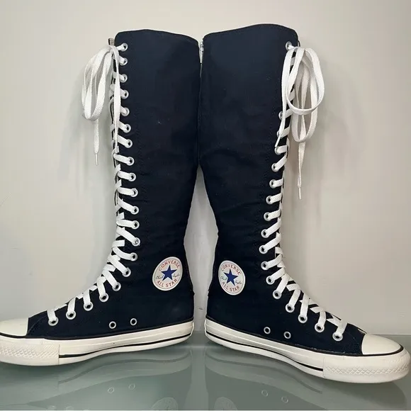 Y2K Converse Knee High Tall Chuck Taylor Shoes Black White Womens US 7 1V708