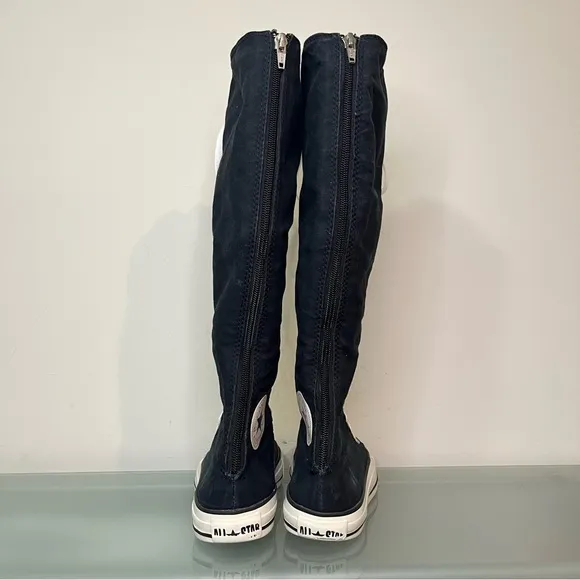 Y2K Converse Knee High Tall Chuck Taylor Shoes Black White Womens US 7 1V708
