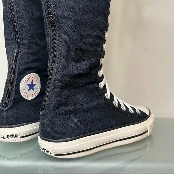Y2K Converse Knee High Tall Chuck Taylor Shoes Black White Womens US 7 1V708