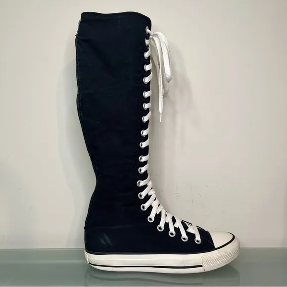 Y2K Converse Knee High Tall Chuck Taylor Shoes Black White Womens US 7 1V708