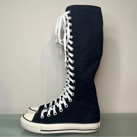 Y2K Converse Knee High Tall Chuck Taylor Shoes Black White Womens US 7 1V708