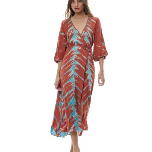 Young Fabulous &amp; Broke Belle Midi Wrap Dress Mud Savannah Wash