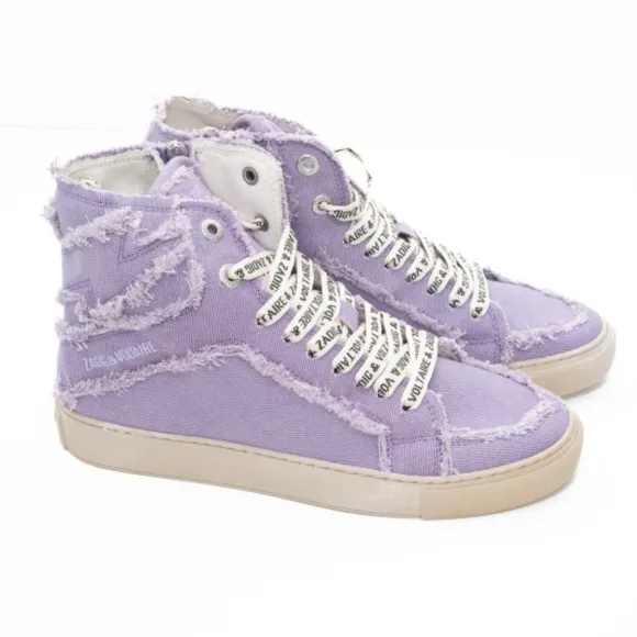 Zadig Voltaire. High Flash Canvas Shoes In Purple.
