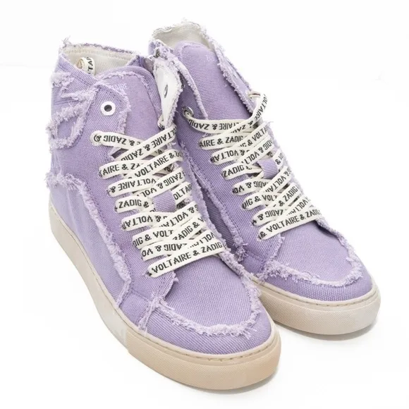 Zadig Voltaire. High Flash Canvas Shoes In Purple.