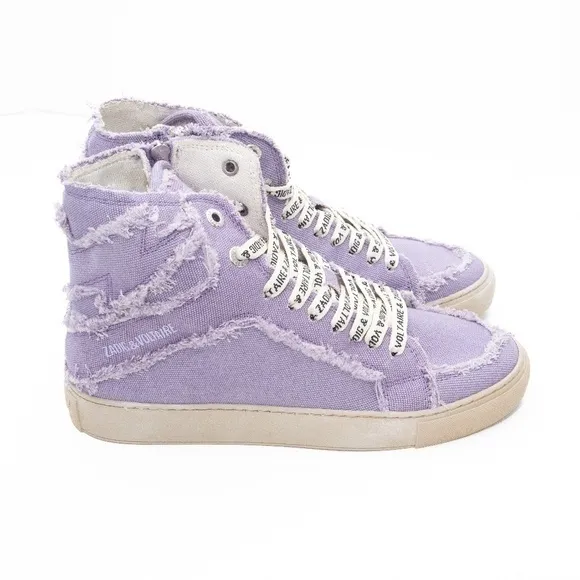 Zadig Voltaire. High Flash Canvas Shoes In Purple.