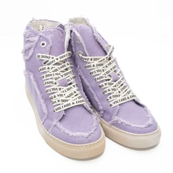 Zadig Voltaire. High Flash Canvas Shoes In Purple.
