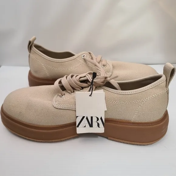ZARA CHUNKY CANVAS SHOES BEIGE SIZE | 2530/120