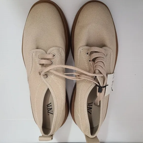 ZARA CHUNKY CANVAS SHOES BEIGE SIZE | 2530/120