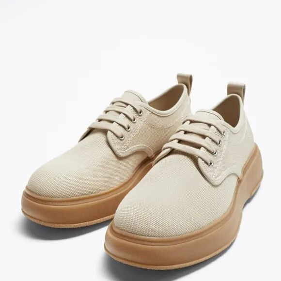 ZARA CHUNKY CANVAS SHOES BEIGE SIZE | 2530/120
