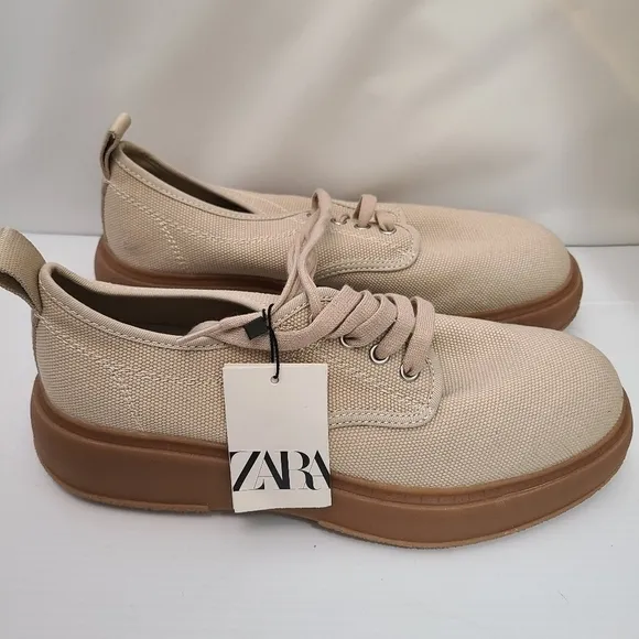 ZARA CHUNKY CANVAS SHOES BEIGE SIZE | 2530/120
