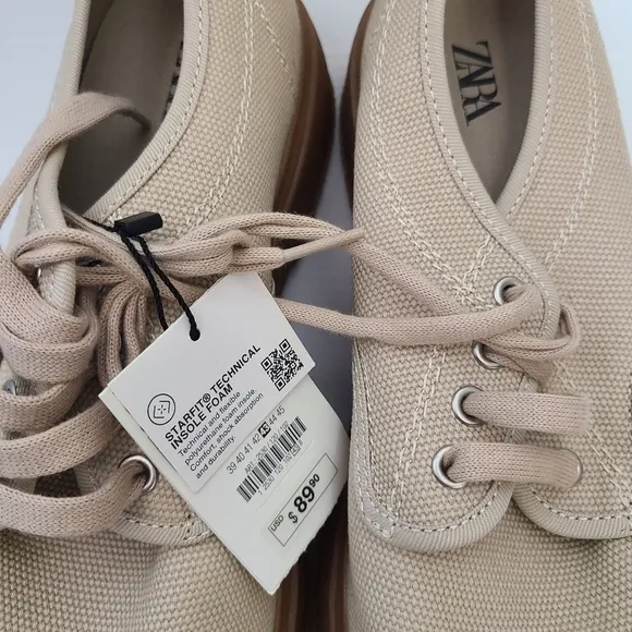ZARA CHUNKY CANVAS SHOES BEIGE SIZE | 2530/120