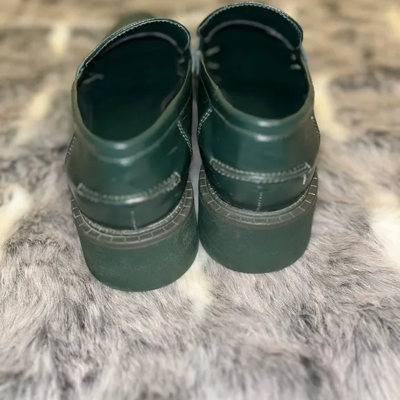 ZARA loafers shoes platform dark green in size 37