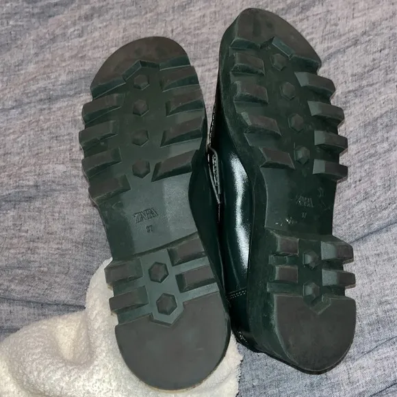 ZARA loafers shoes platform dark green in size 37