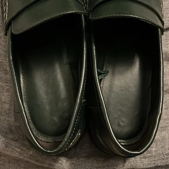ZARA loafers shoes platform dark green in size 37