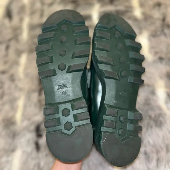 ZARA loafers shoes platform dark green in size 37