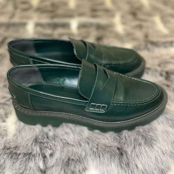 ZARA loafers shoes platform dark green in size 37