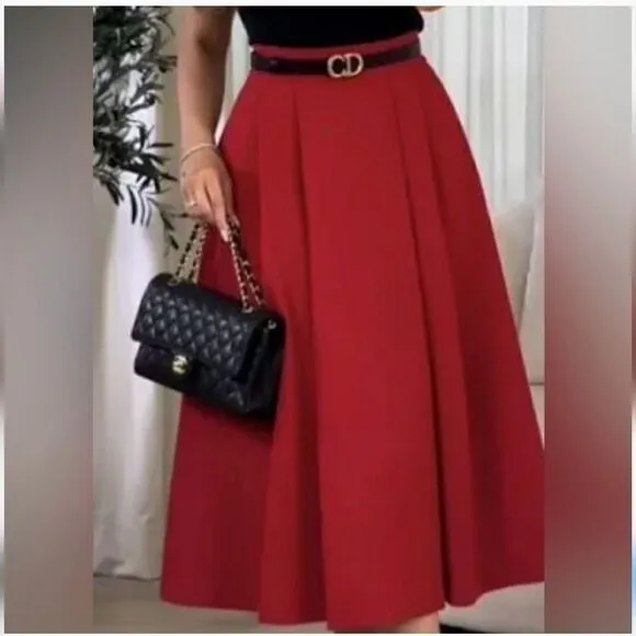 ZARA TAILORED VOLUMINOUS SKIRT RED