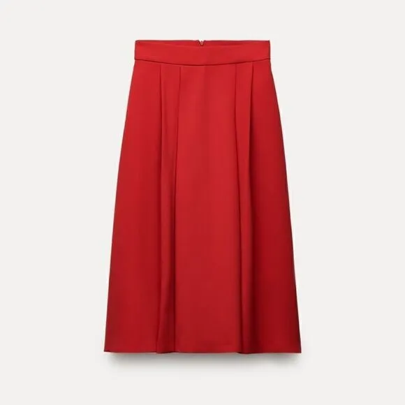 ZARA TAILORED VOLUMINOUS SKIRT RED