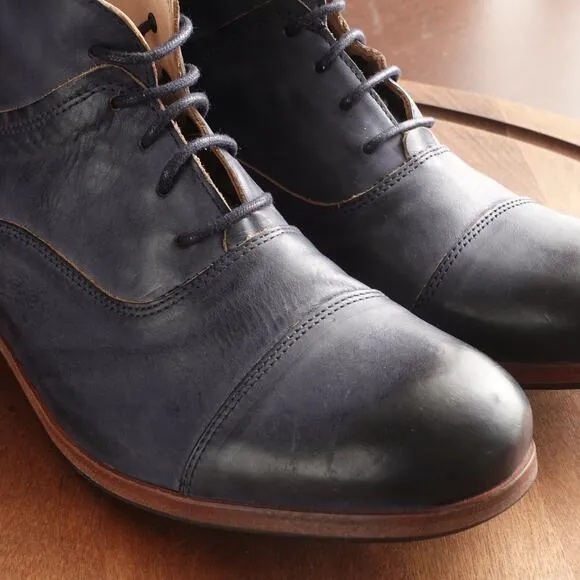 Zeha Berlin Boots Mens SZ EU 40 US 6.5-7 Blue Leather Ankle Lace Up Contemporary