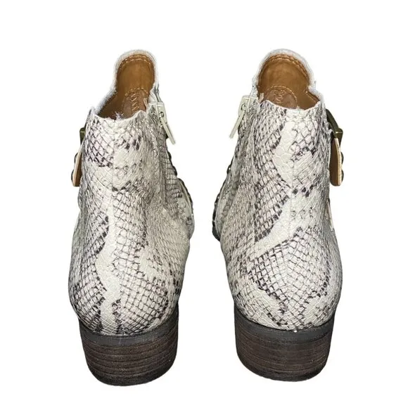 Zodiac Moto Boots Adele Faux Snakeskin Size 10 Stud Embellished Booties Shoes