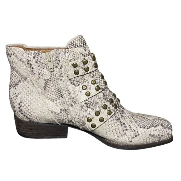 Zodiac Moto Boots Adele Faux Snakeskin Size 10 Stud Embellished Booties Shoes
